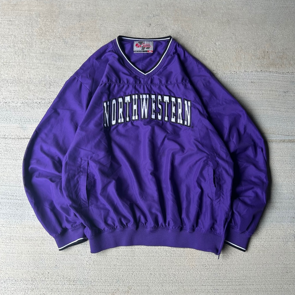 Vintage 2000s Y2K Northwestern Wildcats V-Neck Windbreaker Pullover